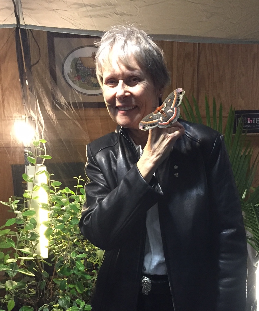 Dr. Roberta Bondar and Hyalophora cecropia one of North America's largest native giant silk moths